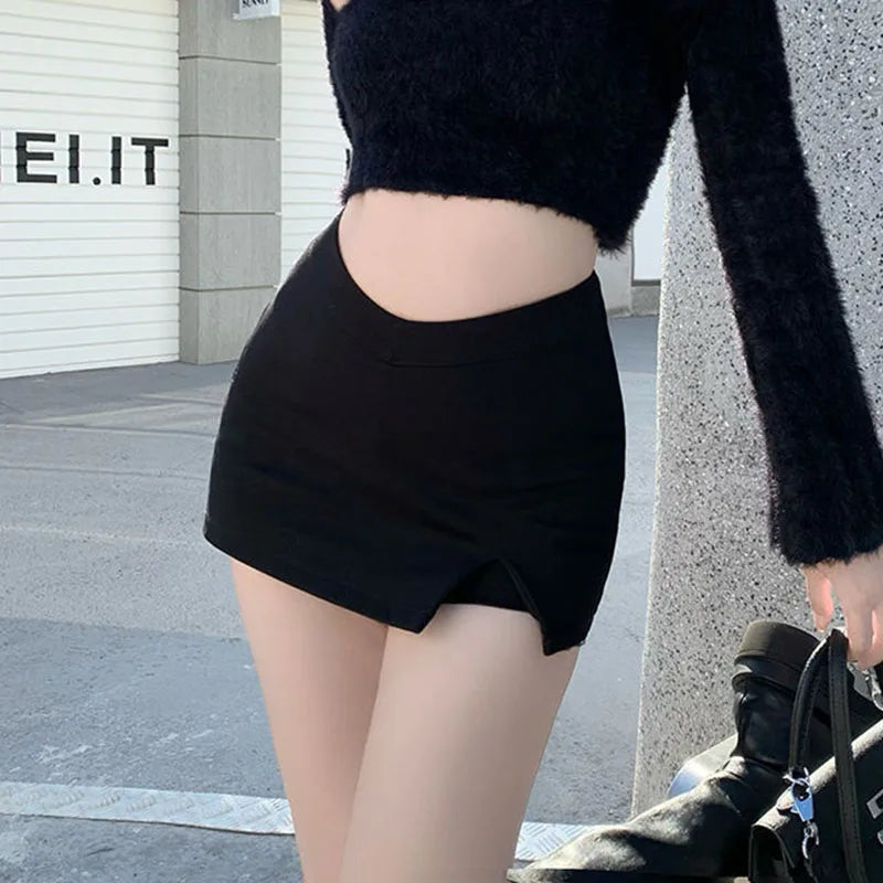 Black Split Mini Skirts