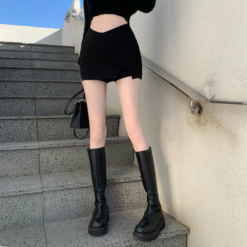 Black Split Mini Skirts