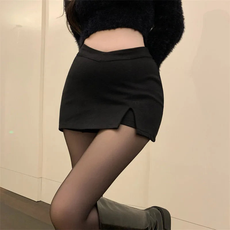 Black Split Mini Skirts